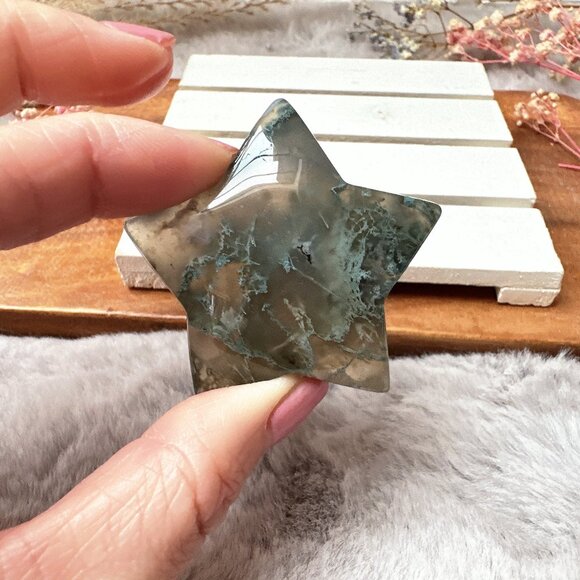 Beautiful Small Moss Agate Star - Picture 5 of 6